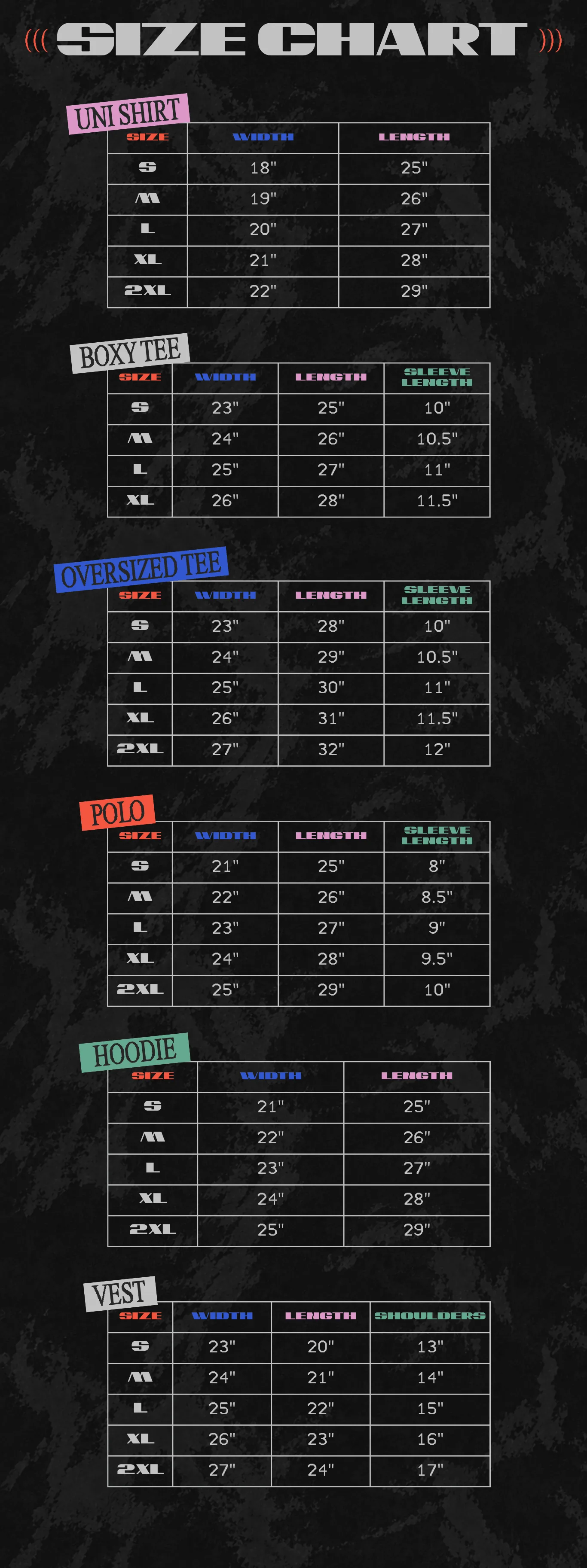 Size chart